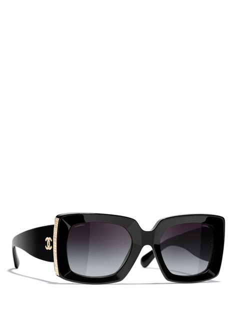 black chanel sign on balck square sunglass frame|Square Sunglasses .